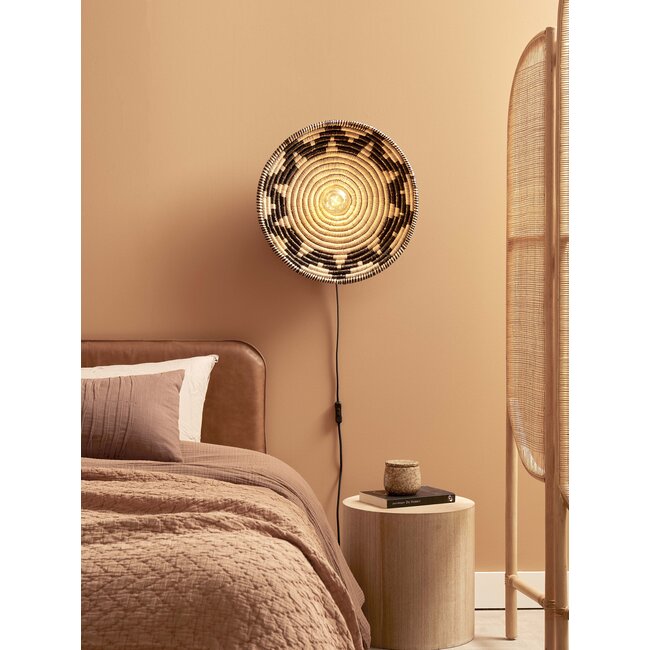 Good&Mojo Wandlamp Andros dia. 45cm zwart/naturel