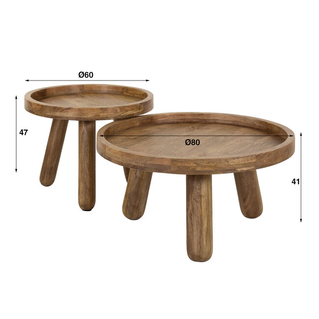 WoonStijl Salontafel set van 2 tripod