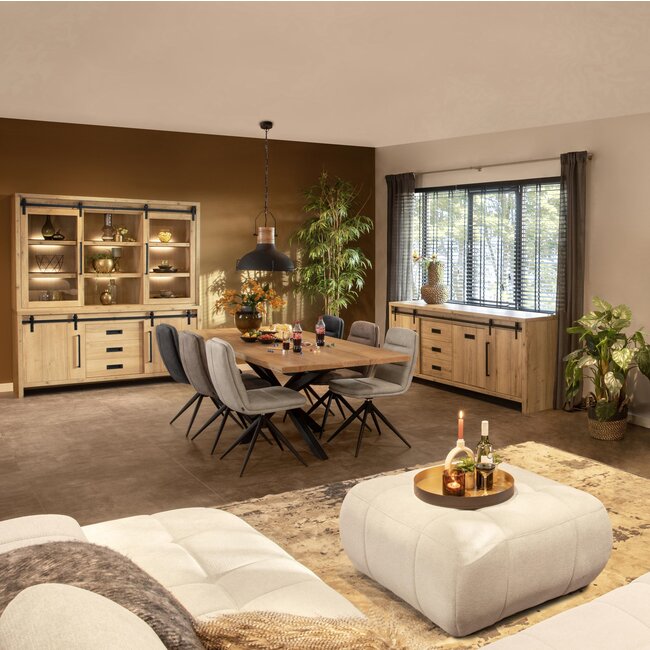 WoonMax Vitrinekast Cottage Natur 180 cm