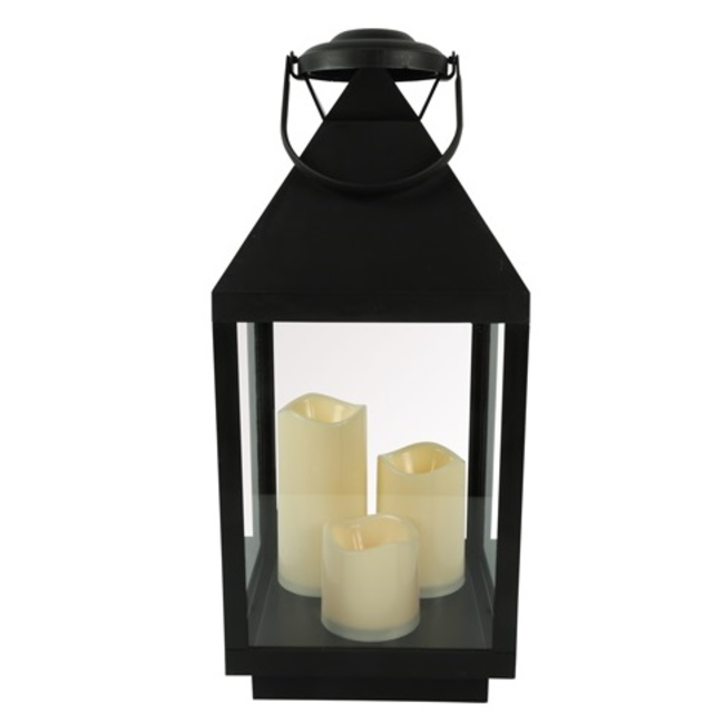 Countryfield Lantaarn met 3xLED kaars Toulon zwart / wit