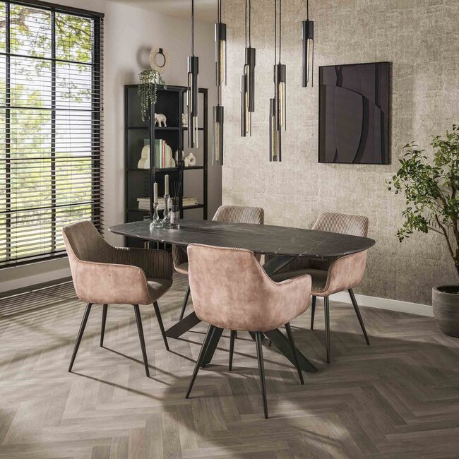 WoonStijl Eetkamertafel 180 deens ovaal zwart bruin