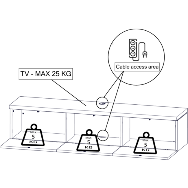 WoonMax TV meubel Keswick - 120, 180 en 240 cm - hangend of staand