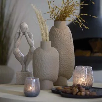 Light en Living Vaas deco 18x12x41 cm NAMTU keramiek mat bruin
