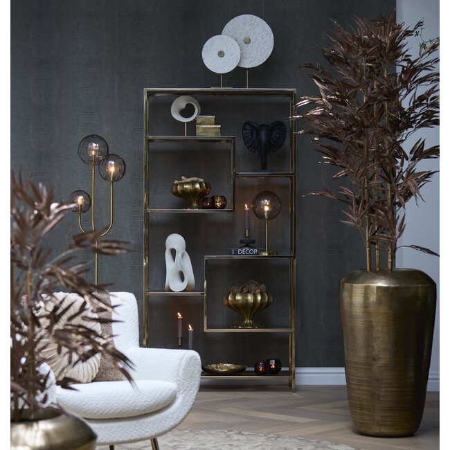 Light en Living Ornament op voet 35x12x50 cm YVO marmer wit+antiek brons