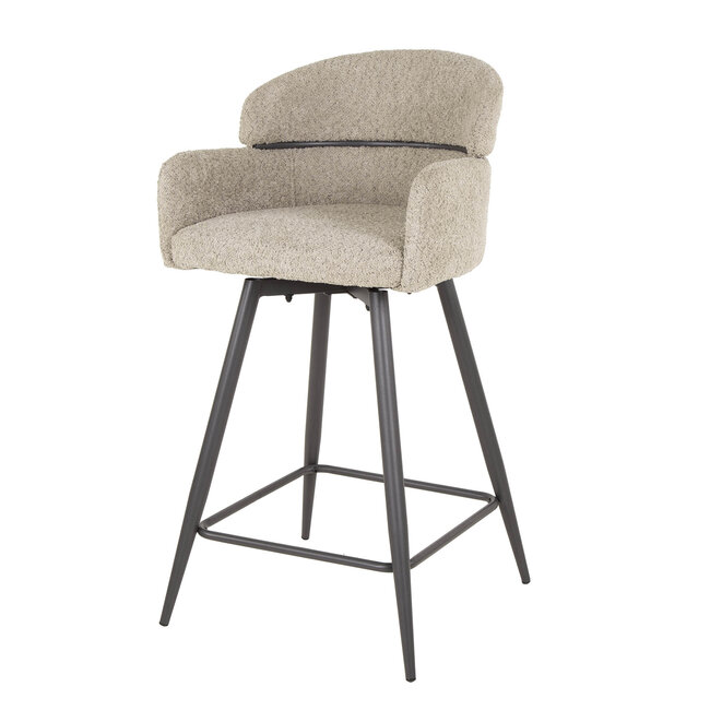 WoonStijl Barstoel draaibaar boucle ronde rug zand