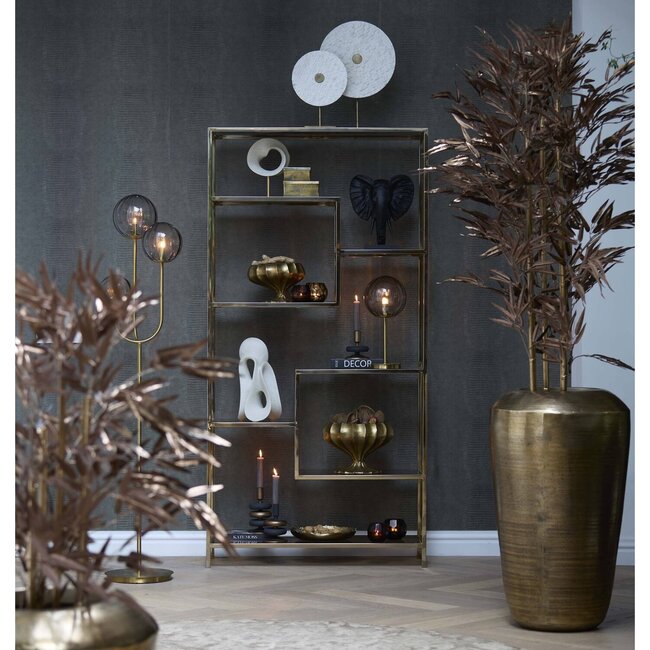 Light en Living Ornament in pot 120x70x120 cm BAMBOO metallic donker brons