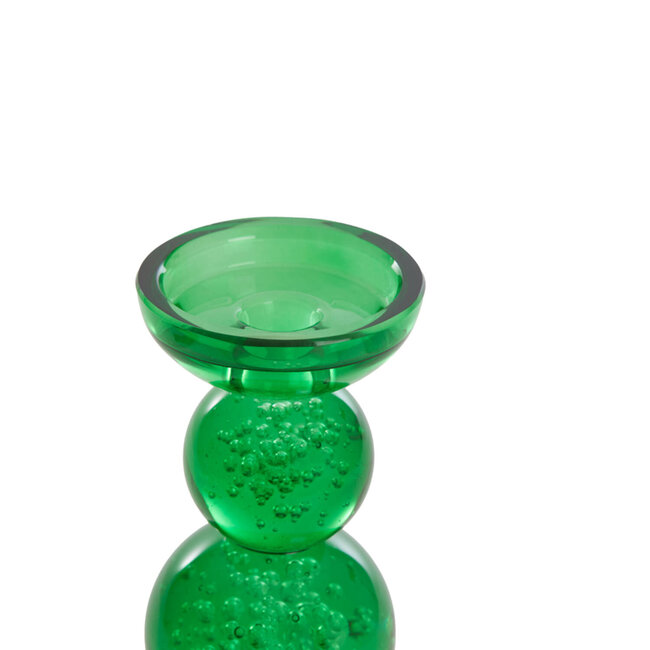 Light en Living Kaarsenhouder ITINGA Ø10x26,5 cm van groen bubbelglas
