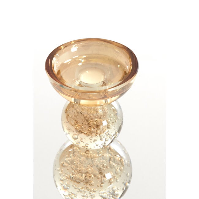 Light en Living Kaarsenhouder ITINGA glas bubbel amber Ø9,5x34 cm