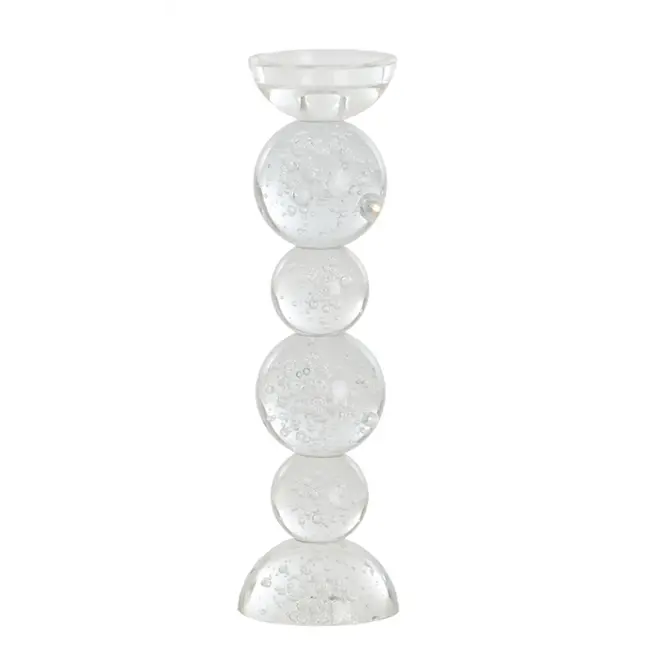Light en Living Light & Living Kaarsenhouder ITINGA - Glas met Bubbelstructuur - Helder - Ø9,5x34 cm