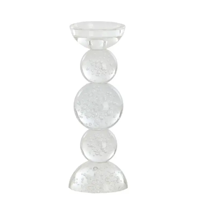 Light en Living Light & Living Kaarsenhouder ITINGA - Glas met Bubbelmotief - Helder - Ø10x26,5 cm