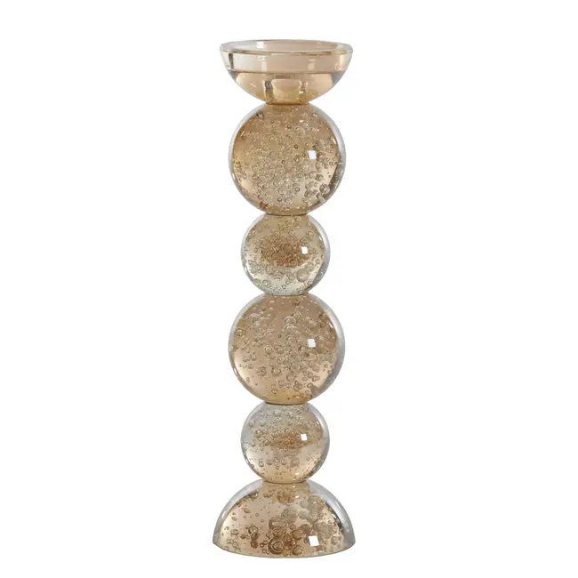 Light en Living Kaarsenhouder ITINGA glas bubbel amber Ø9,5x34 cm