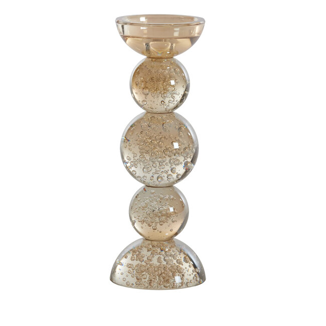 Light en Living Kaarsenhouder ITINGA Glas Bubbel Amber - Ø10x26,5 cm
