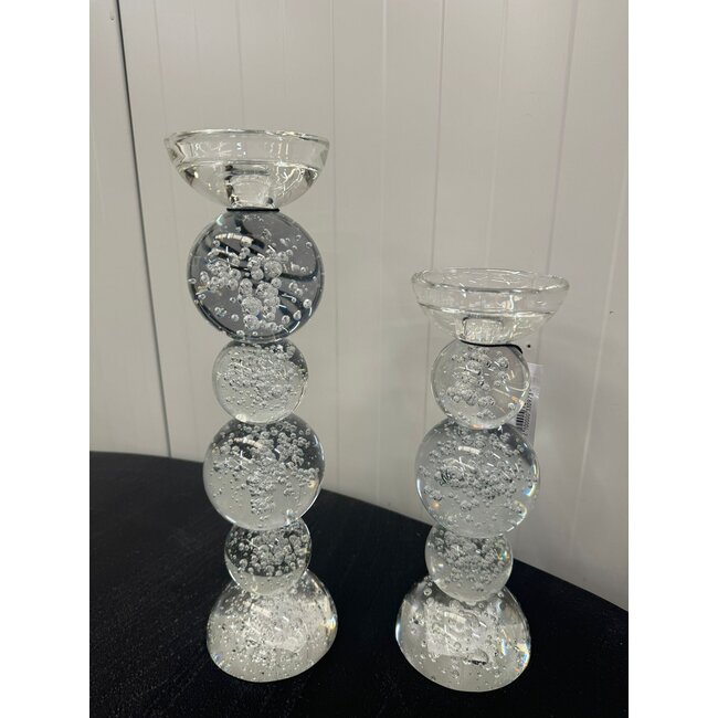 Light en Living Light & Living Kaarsenhouder ITINGA - Glas met Bubbelstructuur - Helder - Ø9,5x34 cm