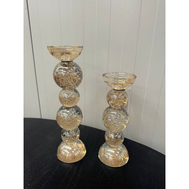 Light en Living Kaarsenhouder ITINGA glas bubbel amber Ø9,5x34 cm