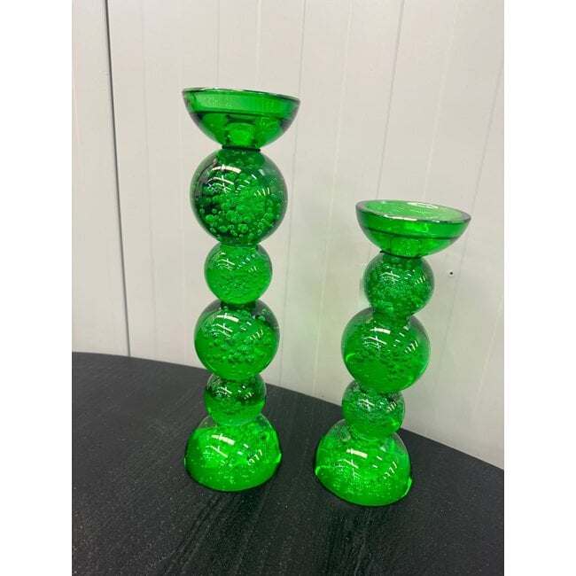 Light en Living Kaarsenhouder Ø9,5x34 cm ITINGA glas bubbel groen