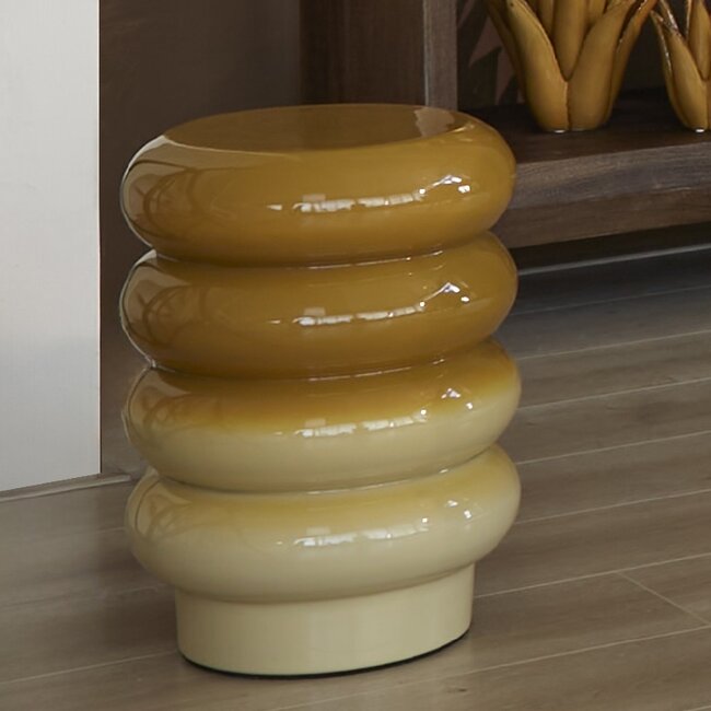 Light en Living Bijzettafel Ø30x39 cm MIROGI glanzend okergeel