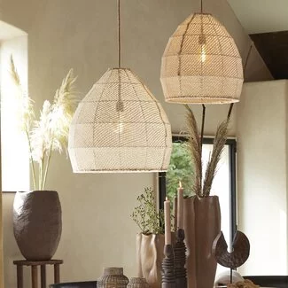 Light en Living Hanglamp Ø50x50 cm MAKASSAR zijde  crème