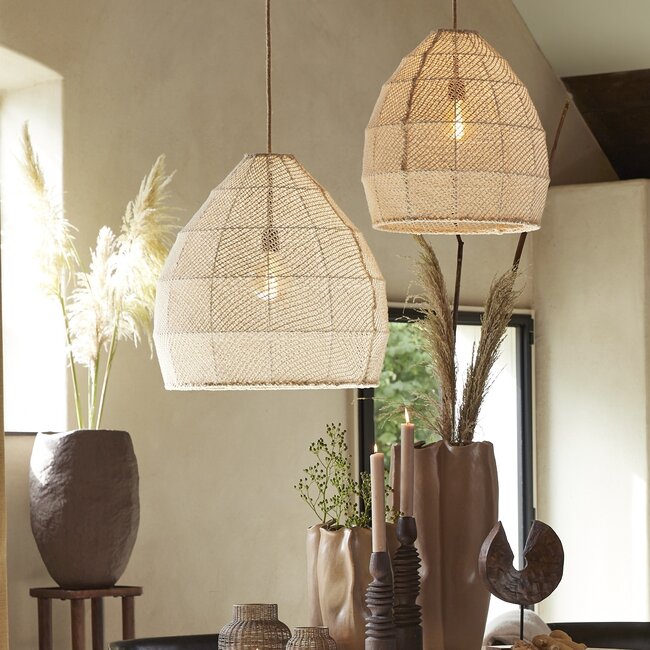 Light en Living Hanglamp Ø50x50 cm MAKASSAR zijde  crème