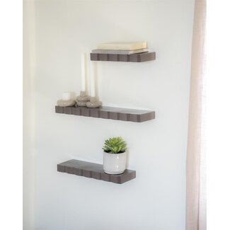 By Boo Wandplank Prinz set van 3 - dark taupe