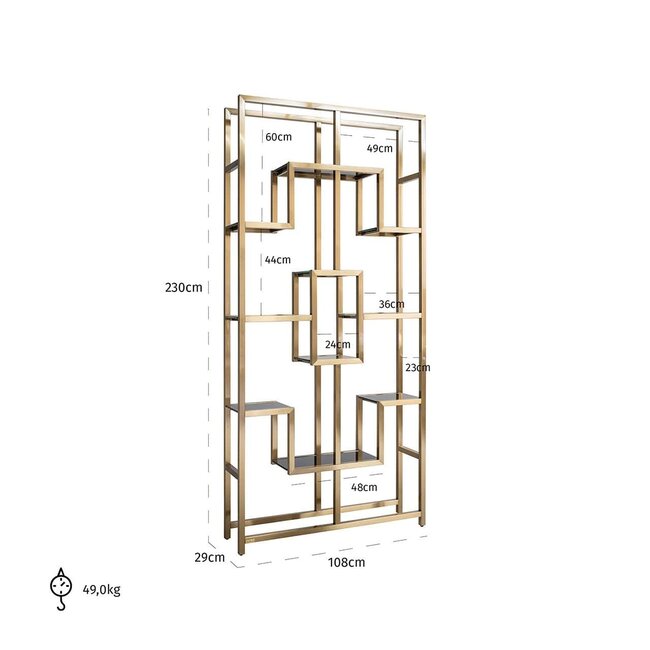 Richmond Interiors  Wandkast Magnus brushed Goud Brushed
