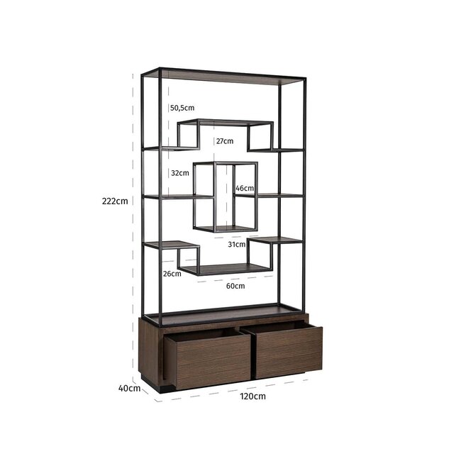 Richmond Interiors  Wandkast Bonvoy Bruin 2-laden Bruin