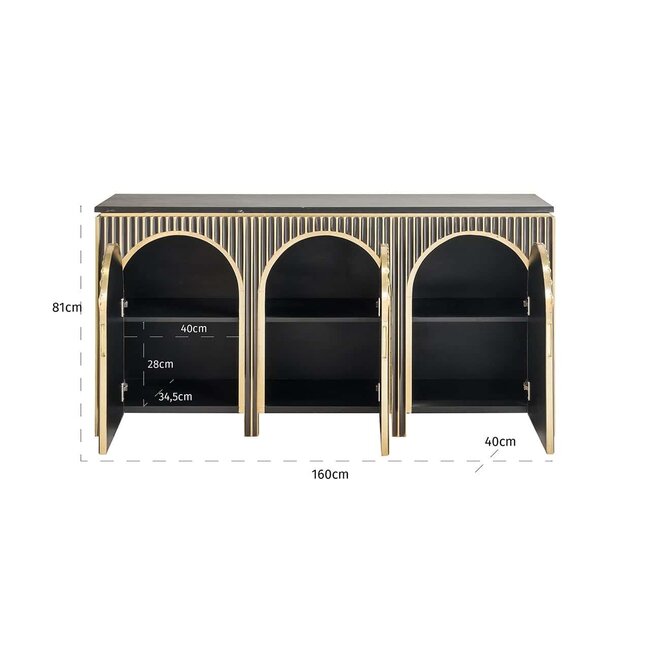 Richmond Interiors  Dressoir Les Arcs 3-deurs Brushed Goud