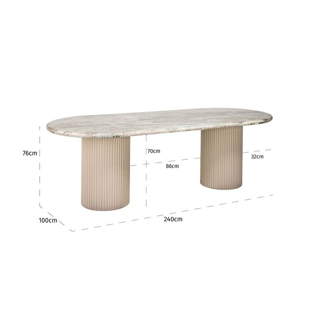 Richmond Interiors  Eettafel Coronel Beige 240 cm