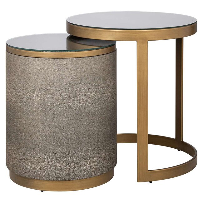 Richmond Interiors  Bijzettafel Bloomville met glas set van 2 Goud