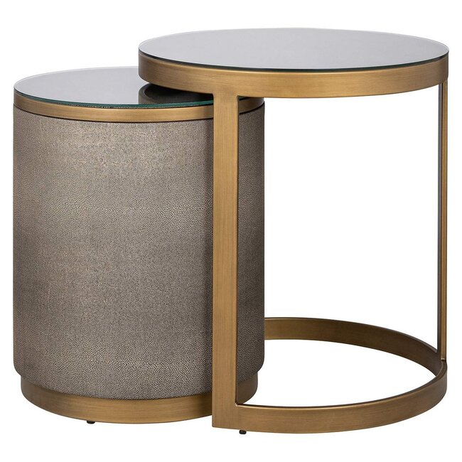 Richmond Interiors  Bijzettafel Bloomville met glas set van 2 Goud