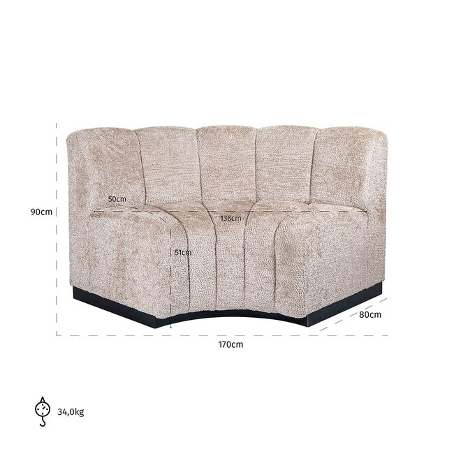 Richmond Interiors  Eetkamerbank corner Hillpark lovely beige 170 cm