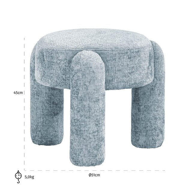 Richmond Interiors  Poef Holly Bergen 602 Light blue Chenille