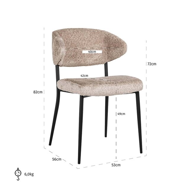 Richmond Interiors  Stoel Bea set van 2 Sheep 01 nature