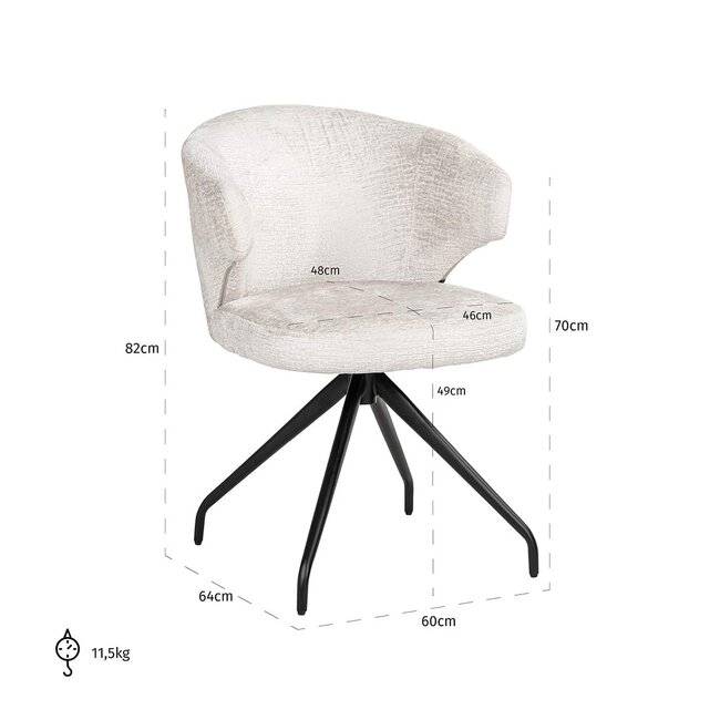 Richmond Interiors  Draaistoel Milly Fusion cream 02