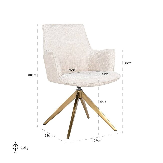 Richmond Interiors  Draaistoel met arm Dakota Niagara 902 beige chenille