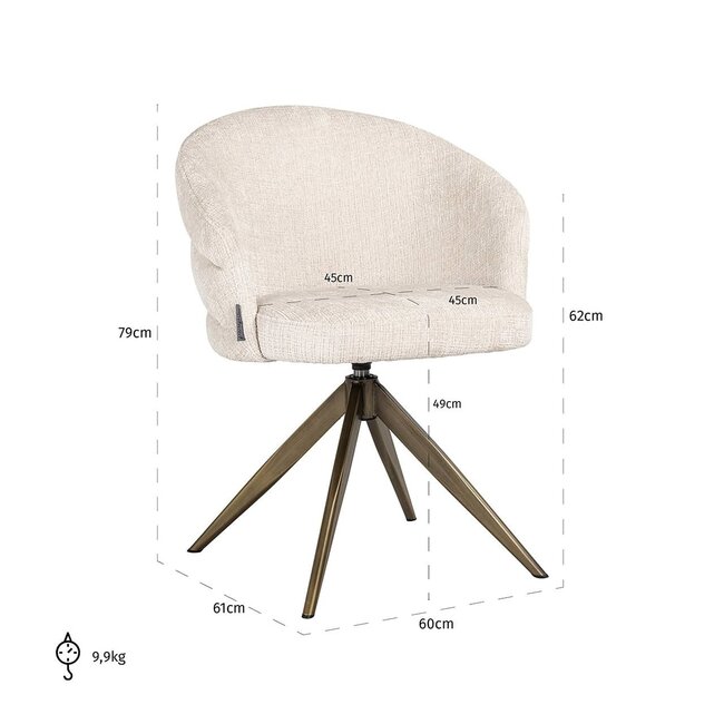 Richmond Interiors  Draaifauteuil Zendaya Niagara 902 beige chenille