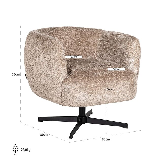 Richmond Interiors  Draaifauteuil Estelle Sheep Nature showroommodel