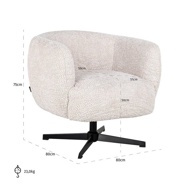 Richmond Interiors  Draaifauteuil Estelle Lovely Cream