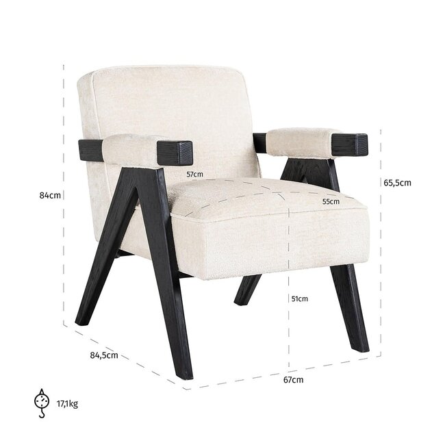 Richmond Interiors  Fauteuil Cooper Wit Bergen 900 Wit chenille