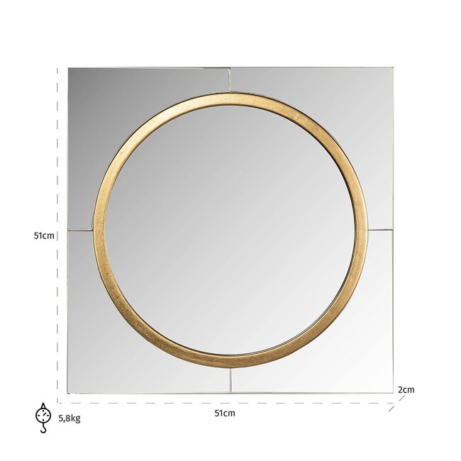 Richmond Interiors  Spiegel Briana rond goud Goud