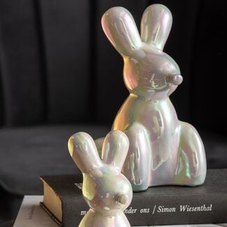 Present Time Ornament Balloon Bunny wit parelmoer groot