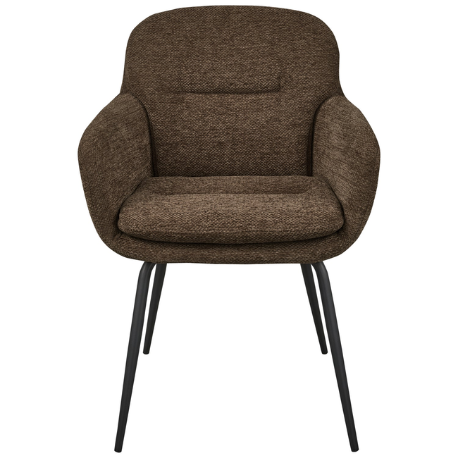 Woood Runa eetkamerstoel Chenille warm bruin