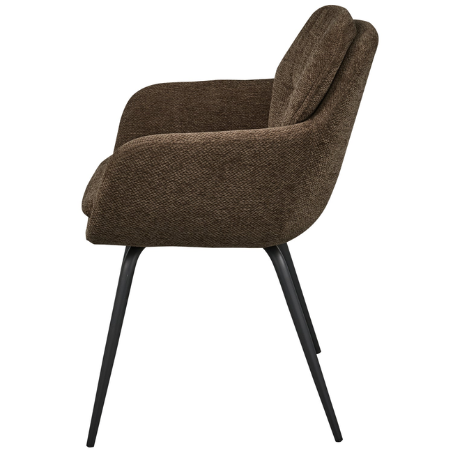 Woood Runa eetkamerstoel Chenille warm bruin