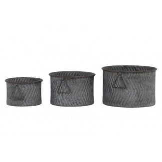 Light en Living Bloempot S/3 Ø21x13+Ø26x17+Ø31x20 cm INDICA zink grijs