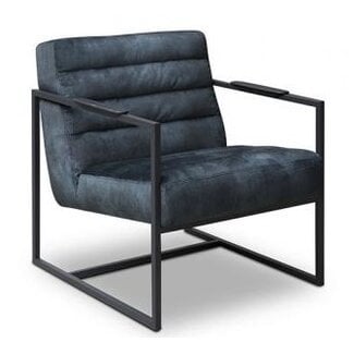 Het Anker Showroommodel Fauteuil Skipper Black & Blue vintage velvet