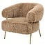 PTMD Fauteuil Hair bruin met gouden onderstel