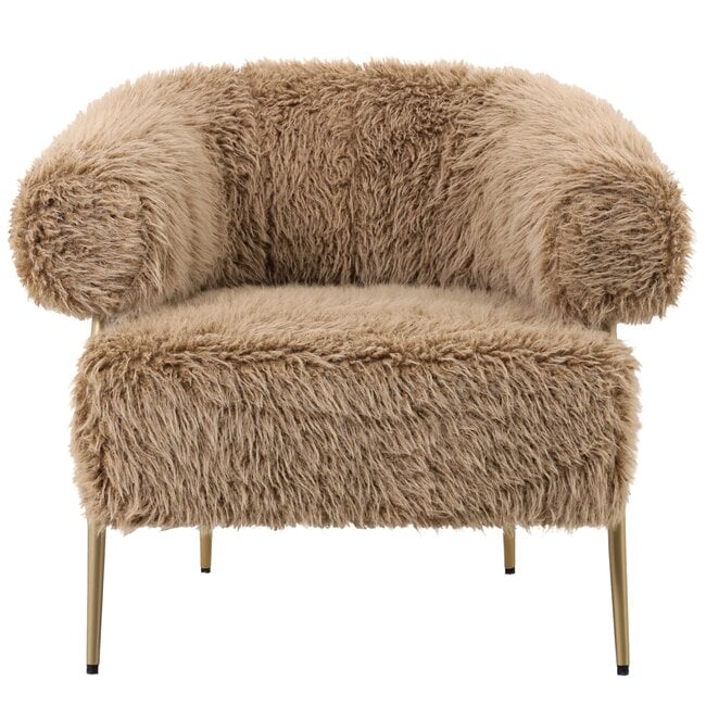 PTMD Fauteuil Hair bruin met gouden onderstel