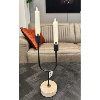 PTMD LED Dinerkaars rustiek wit beweegbare vlam 2 stuks - kort model