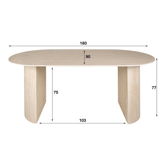 WoonStijl Eetkamertafel 180 arch ceramic