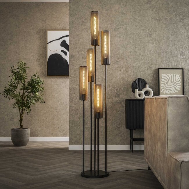 WoonStijl Vloerlamp 5L getrapt tube mesh