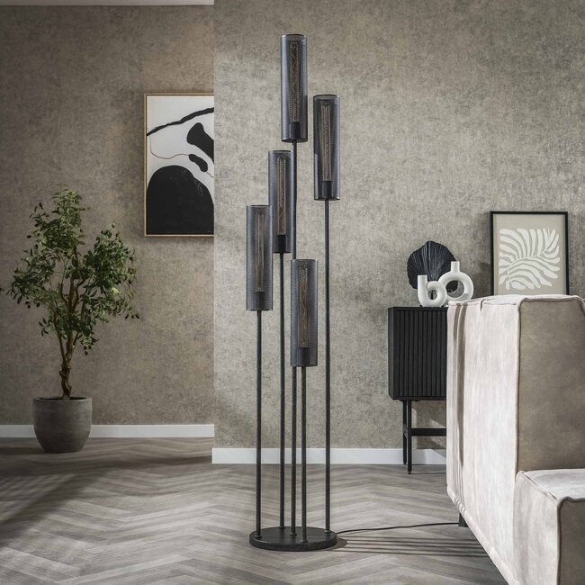 WoonStijl Vloerlamp 5L getrapt tube mesh